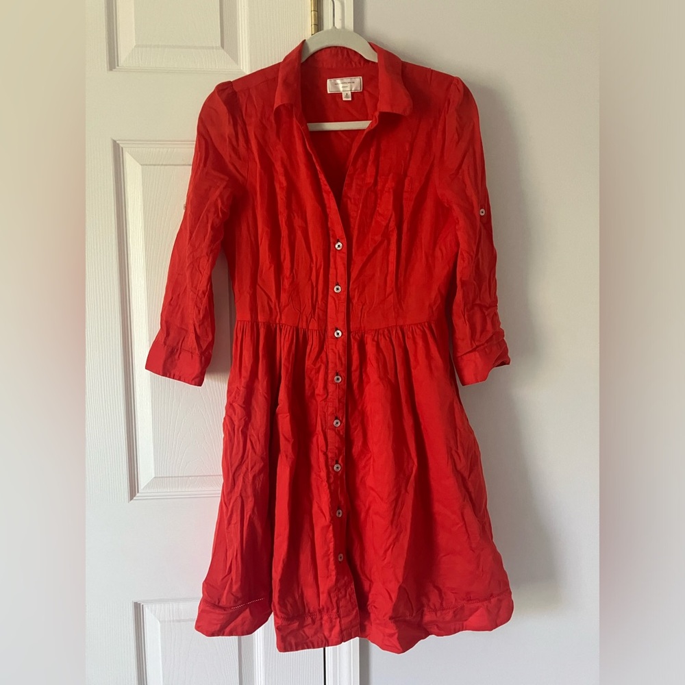 Moulinette Souers (Anthropologie) tangerine shirtdress